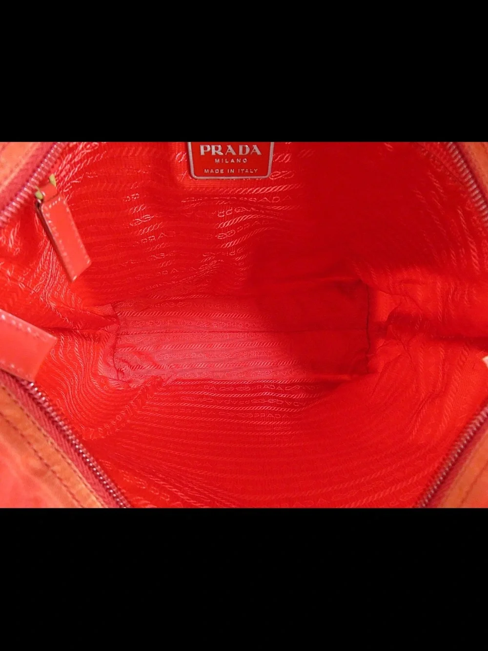 Prada Orange-Red Nylon Tote Bag